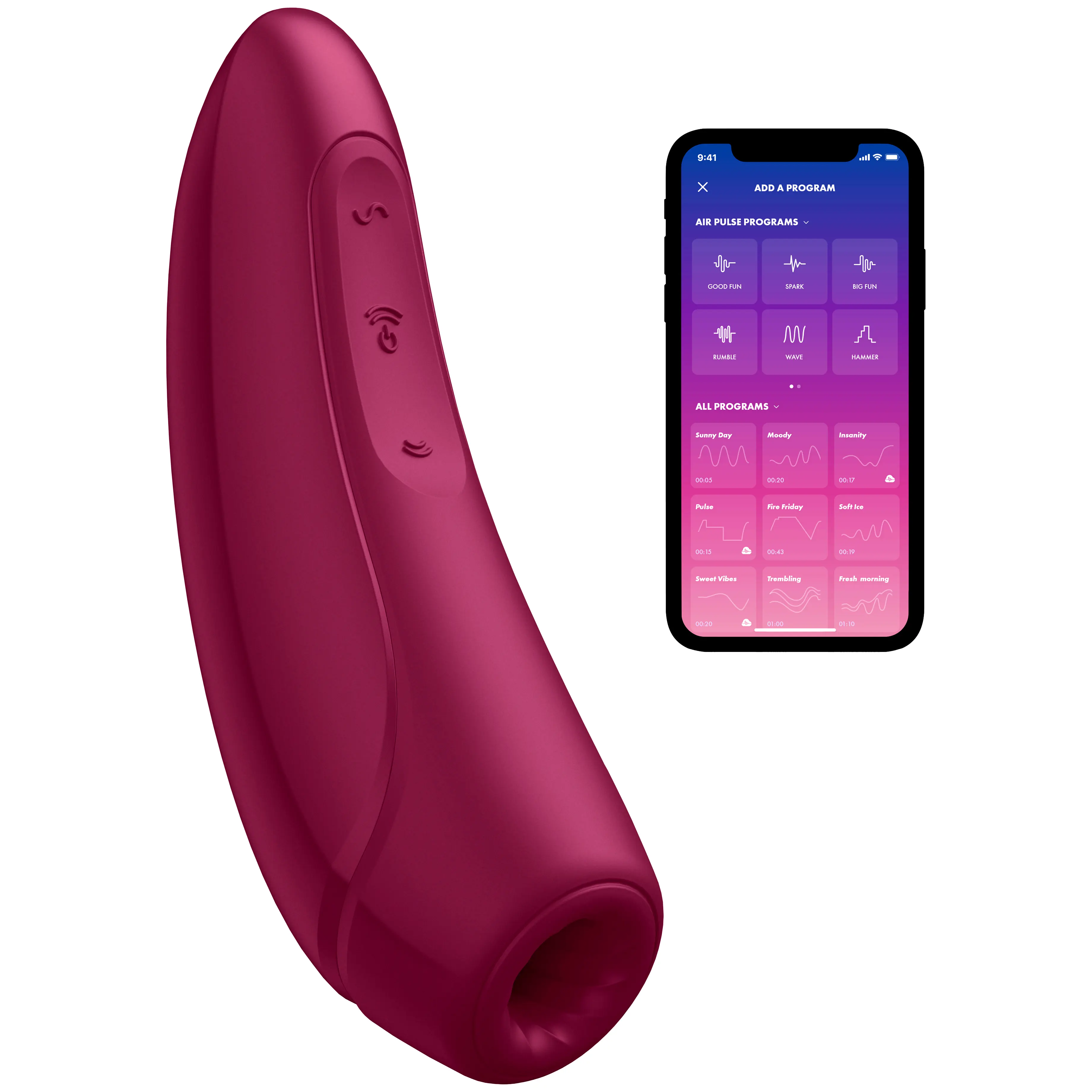 Satisfyer Curvy 1 pulzačný a vibračný smart stimulátor vínovo červený
