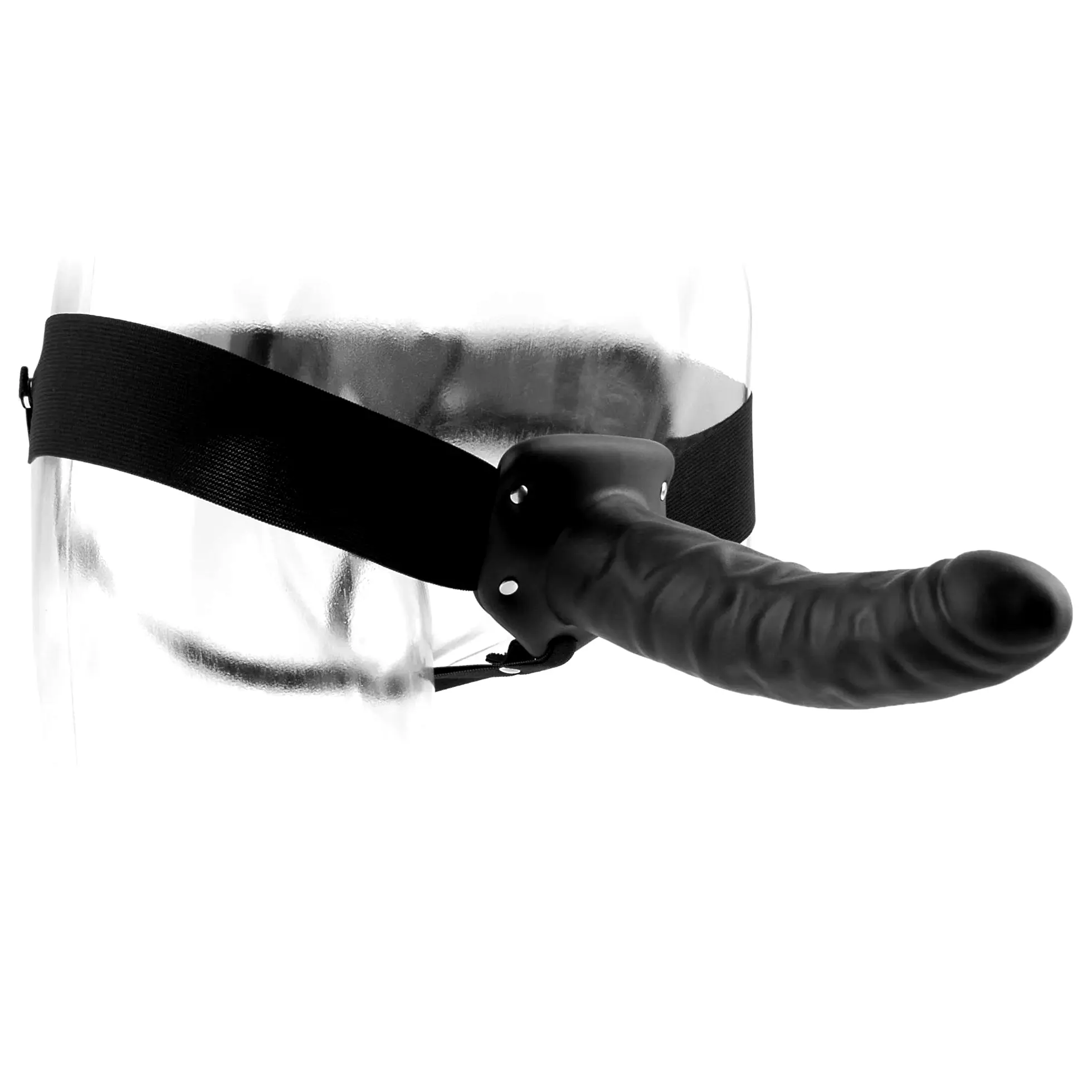 Dutý čierny pripínací penis Hollow Strap-On 8 Fetish Fantasy