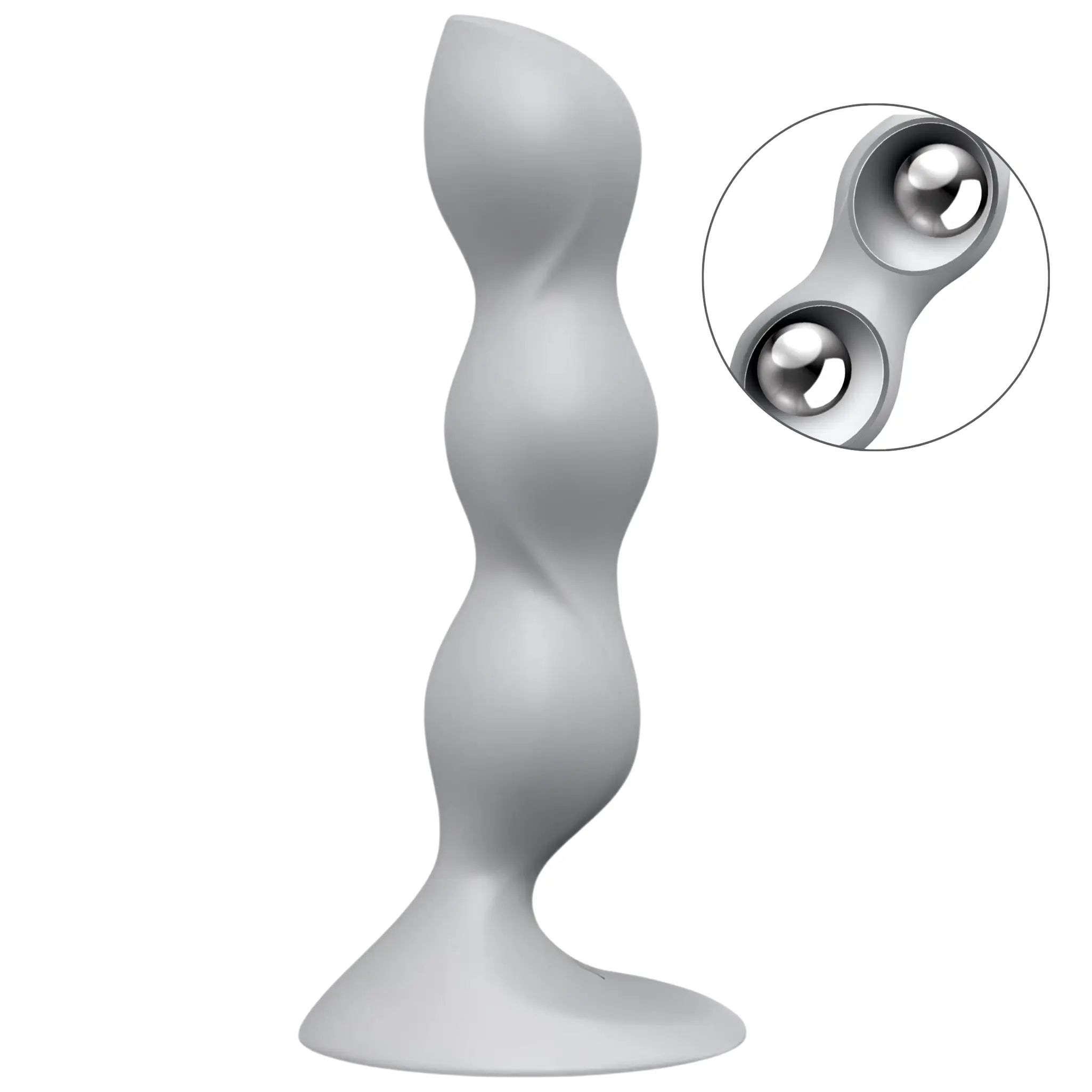 Análne dildo s vnútornými guľôčkami a prísavkou Satisfyer Triple Ball-R sivé
