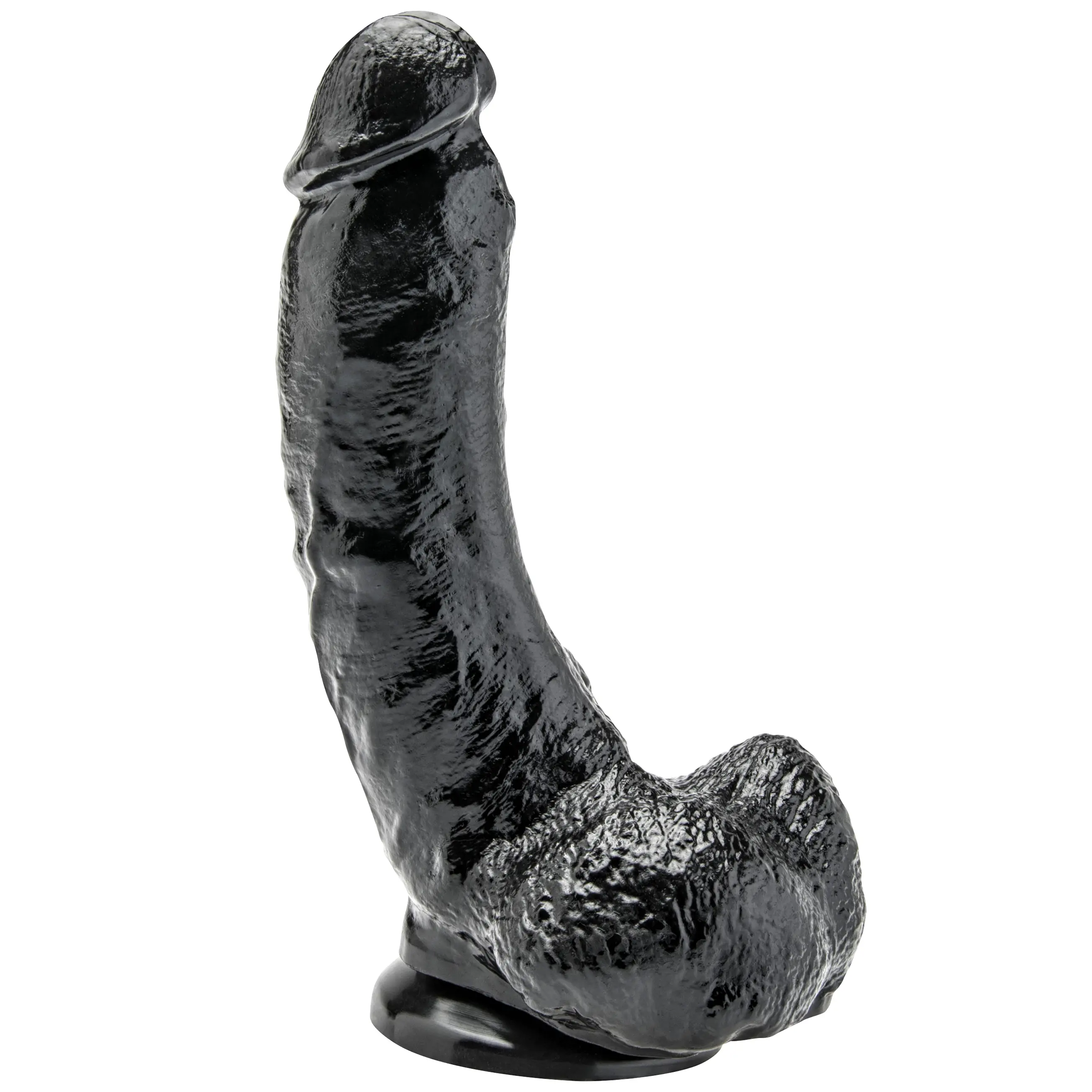 Zahnuté hrubé realistické dildo čierne 21.5 cm Get Real