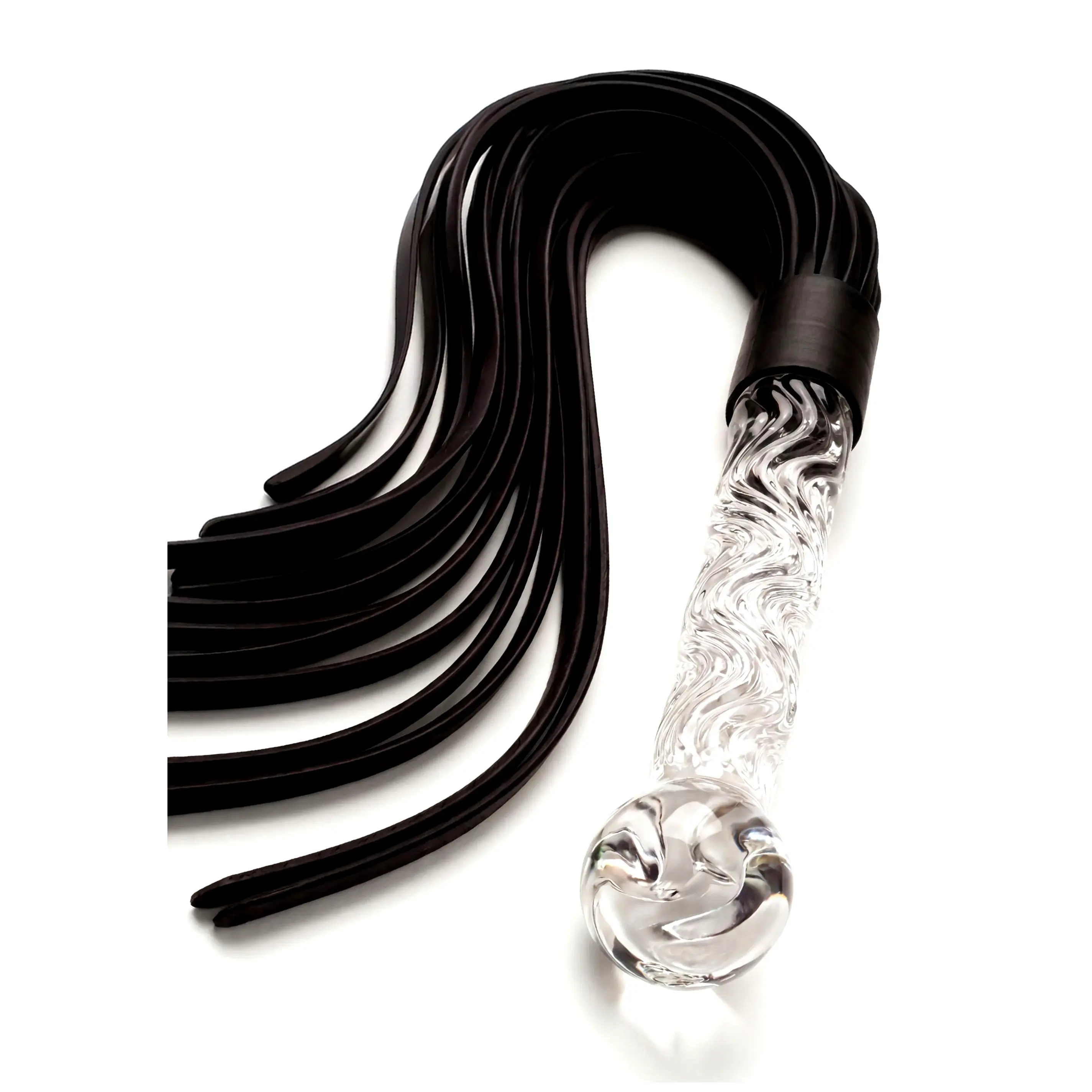 Sklenený bič s koženými remienkami Crystal Leather Whip