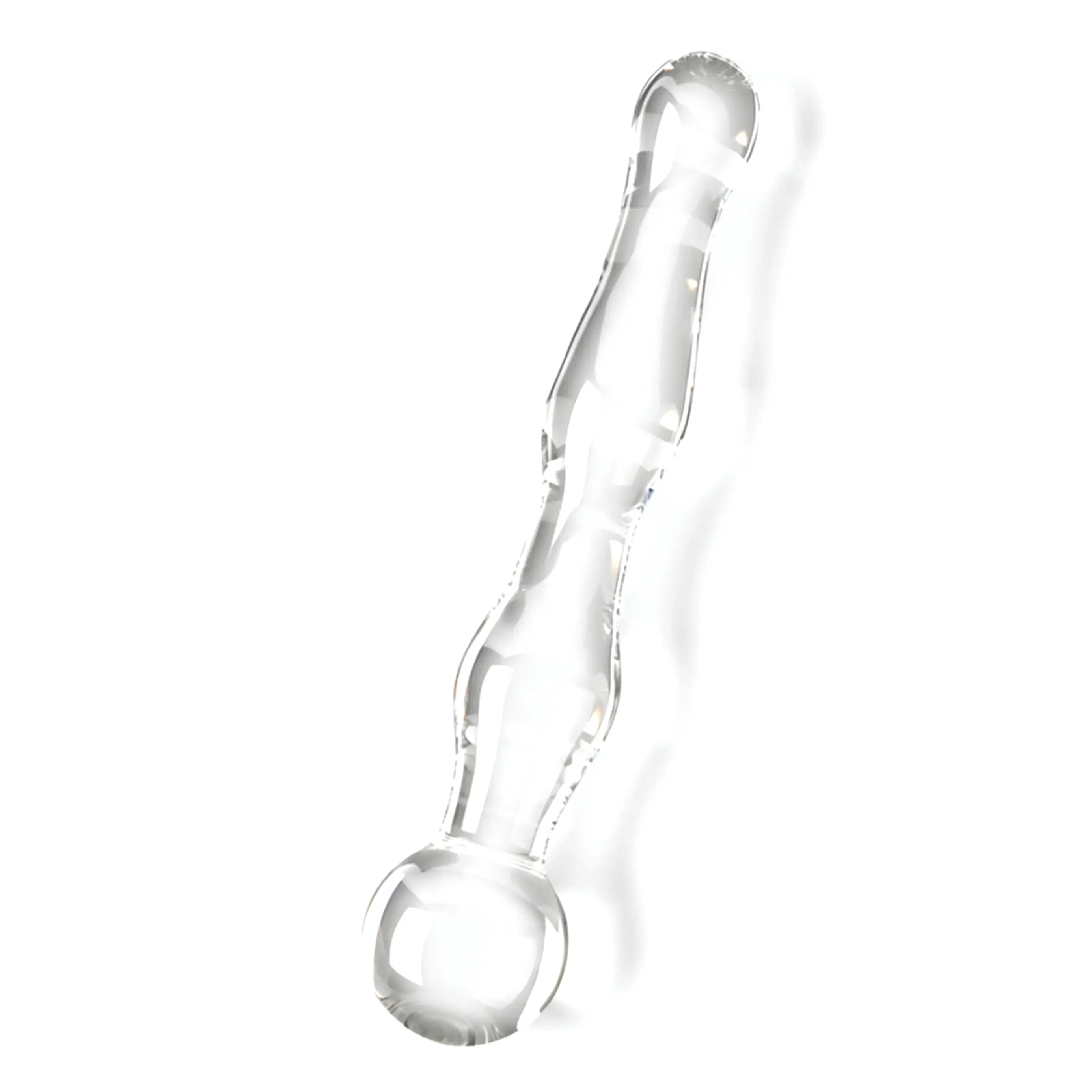Úzke sklenené členité dildo Sparkle Wand