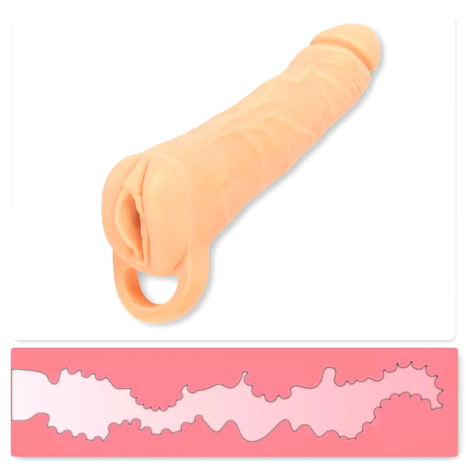 2v1 Predlžujúci veľký návlek na penis a masturbátor vagína +6