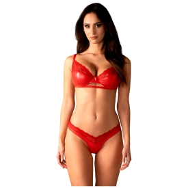 Lakovaný sexy set podprsenky a táng s detailom čipky Aliosa