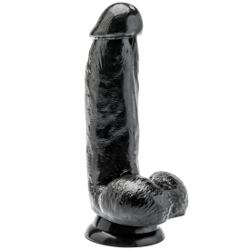 Realistické dildo so semenníkmi čierne 16 cm Get Real