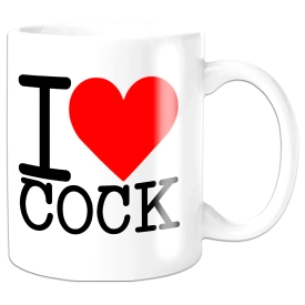Hrnček I LOVE COCK biely