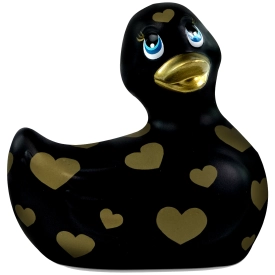 Masážna vibračná vodotesná kačička Romance 2.0 čierna so srdiečkami