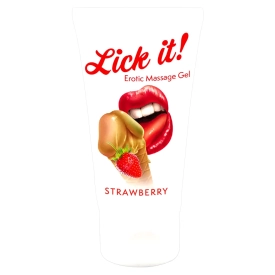 Lick-it 2v1 masážny lubrikant jahoda 50 ml