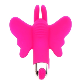 Nabíjateľný klitorisový vibrátor na prst motýlik Butterfly Pleaser ružový