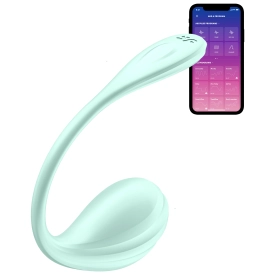 Nositeľný kratší smart vibrátor mint Satisfyer Smooth Petal