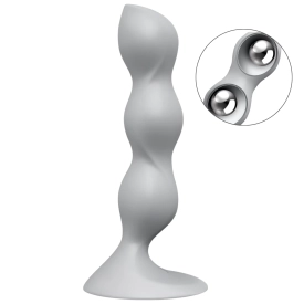 Análne dildo s vnútornými guľôčkami a prísavkou Satisfyer Triple Ball-R sivé