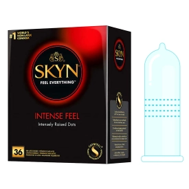 SKYN Intense Feel vrúbkované tenké bezlatexové kondómy 36 ks