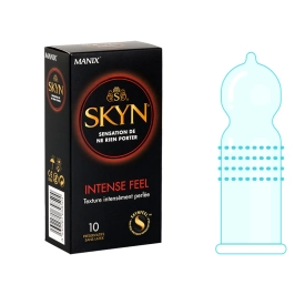 Manix Skyn Intense Feel vrúbkované tenké bezlatexové kondómy 10 ks