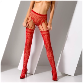 Červené stocking pančuchy S003
