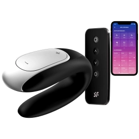 Satisfyer Double Fun vibrátor pre pár s ovládačom čierny